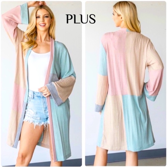 🆕 PLUS+ 💥Colorblock Open Front Cardigan, 
📌💥REG SIZE~ SEE SEP. LISTING>💥 - Picture 4 of 10